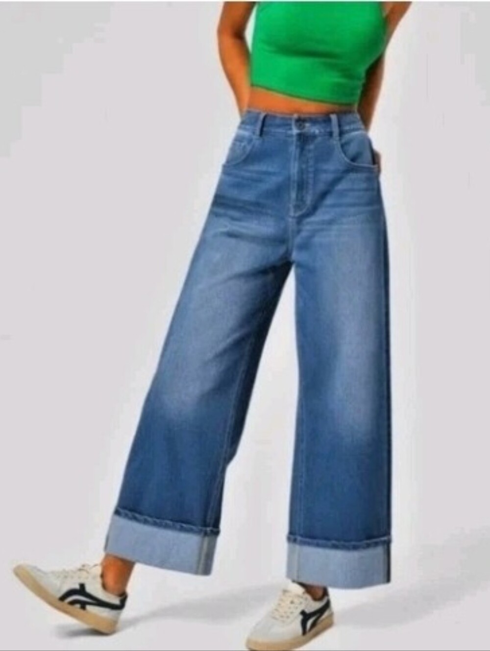 HALARA Wide Leg Cuffed Jeans - XL